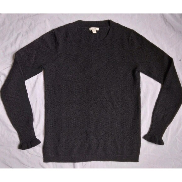 J.Crew Cashmere Sweater Pointelle Black Women's Size XXS - Picture 1 of 15